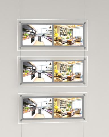 LED Acryl Postertaschen Querformat mit 2xDIN A4 - komplettes Kit