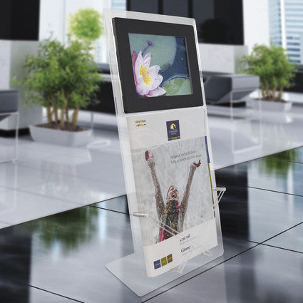 Multimedia Tischaufsteller Wingoomedia 8 Zoll - modularedisplays.com