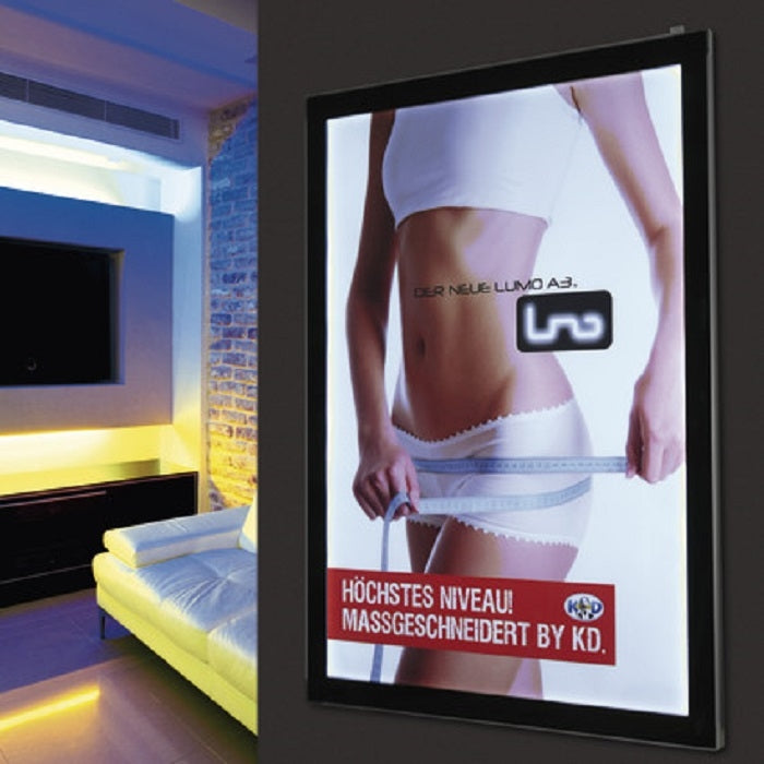 LED Leuchtrahmen mit Magnetverschluss Lumo DIN A1 - modularedisplays.com
