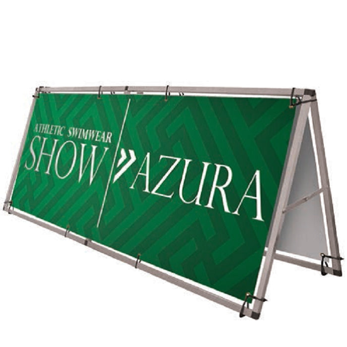 Monsoon Großformat Bannerdisplay 2,5m mit Druck - modularedisplays.com
