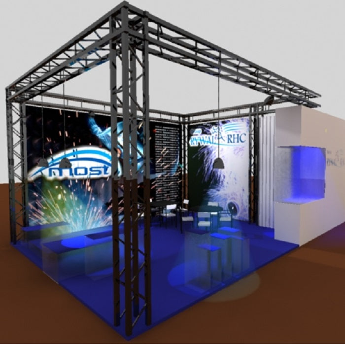 Traversen Messestand 5mx5m Eckstand - modularedisplays.com