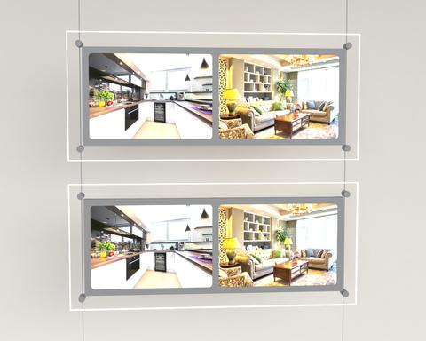 LED Acryl Postertaschen Querformat mit 2xDIN A4 - komplettes Kit