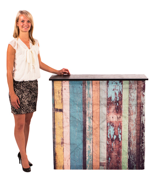 Faltbare Messetheke mit Textildruck - modularedisplays.com