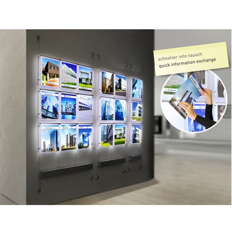 LED Postertaschen Fly Shine 3x3 DIN A4 Werbetafel - modularedisplays.com