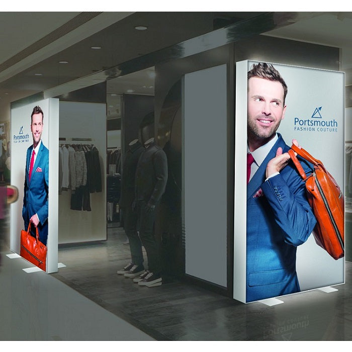 Freistehende LED Leuchtrahmen mit Textildruck 1m x 2m - modularedisplays.com