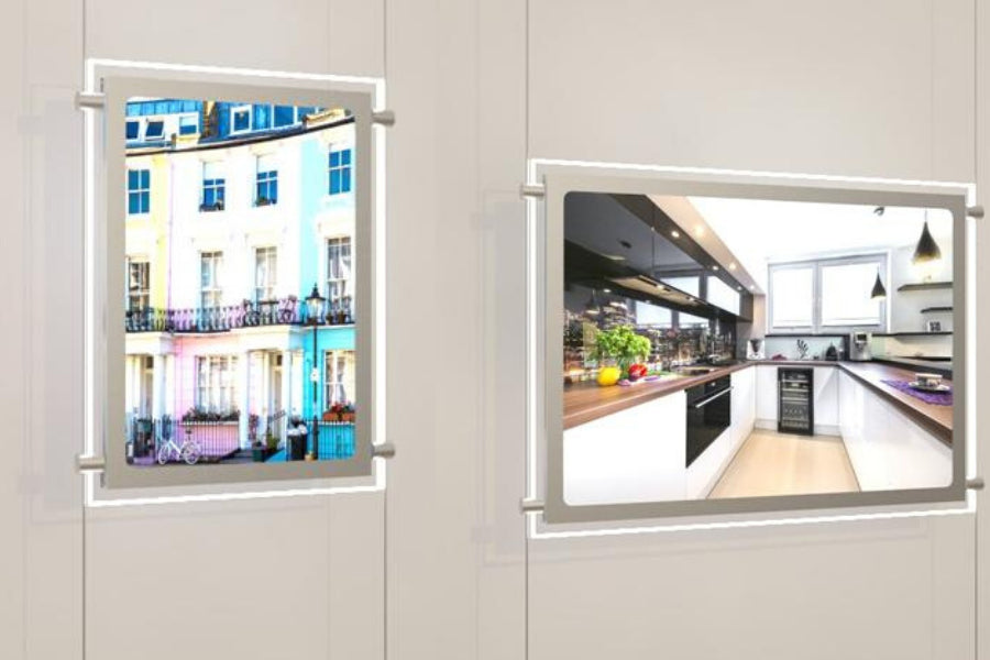 LED Acryltaschen mit seitlicher Befestigung 2x DIN A3 - modularedisplays.com