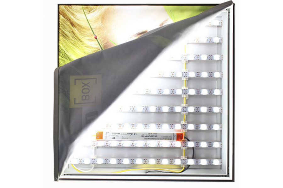 LED Textil Leuchtrahmen Starled 600x600mm mit Textildruck - modularedisplays.com