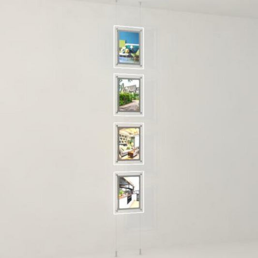 Led Acryl Postertaschen doppelseitig mit frontaler Befestigung 4 x DIN A4 - modularedisplays.com