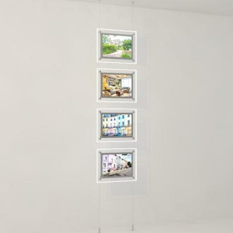 Led Acryl Postertaschen doppelseitig mit frontaler Befestigung 4 x DIN A4 - modularedisplays.com