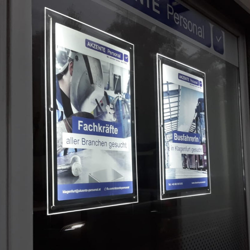 Led Acryl Schaufenster Display 2 x DIN A1 Hochformat - modularedisplays.com