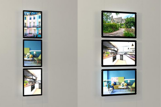 LED Acryltaschen 3x DIN A3 mit seitlicher Befestigung - modularedisplays.com