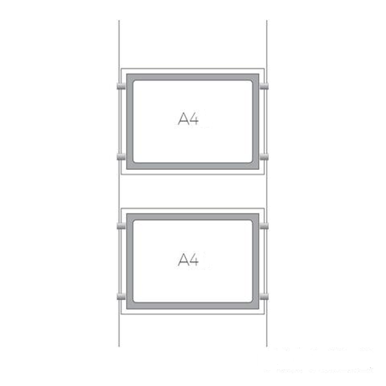 LED Acryltaschen 2x DIN A4 mit seitlicher Befestigung - modularedisplays.com