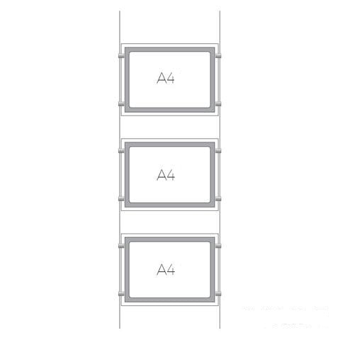 LED Acryltaschen 3x DIN A4 mit seitlicher Befestigung - modularedisplays.com