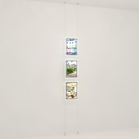 LED Acryltaschen 3x DIN A4 mit seitlicher Befestigung - modularedisplays.com
