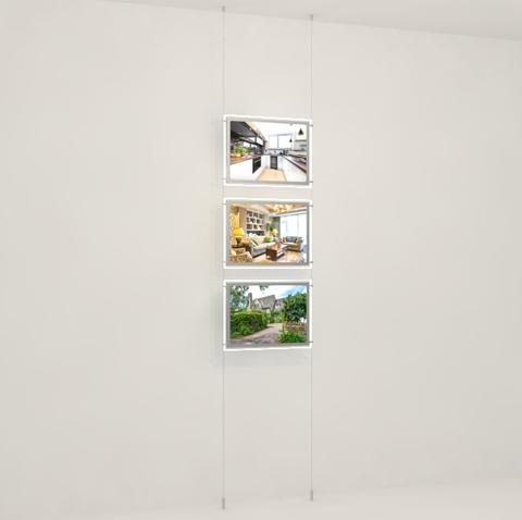 LED Acryltaschen 3x DIN A3 mit seitlicher Befestigung - modularedisplays.com