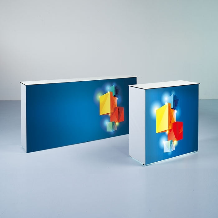 Led Messetheke mit Textildruck - modularedisplays.com