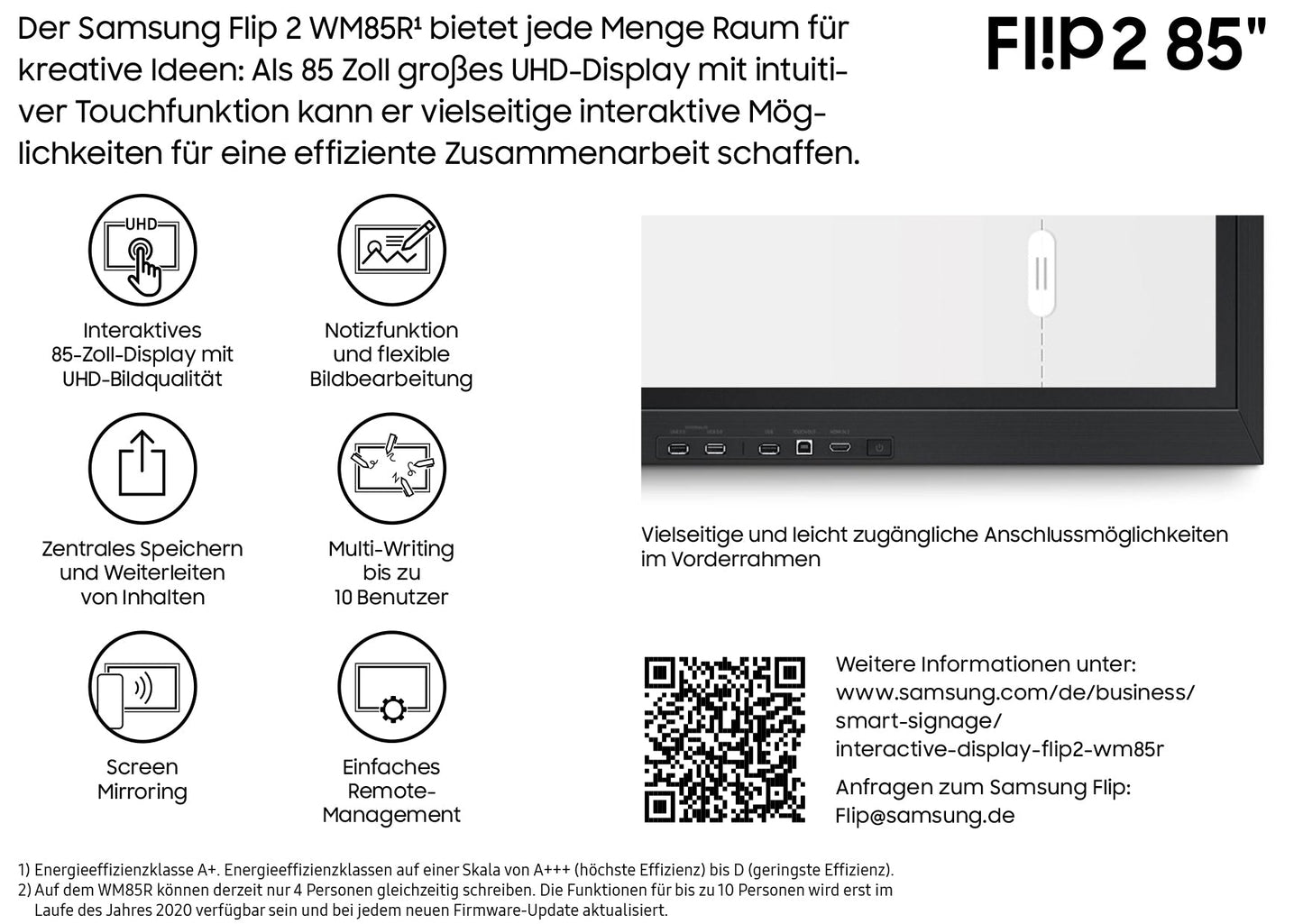 Samsung Flip 2, 55 zoll und 65 zoll Flip Chart Samsung