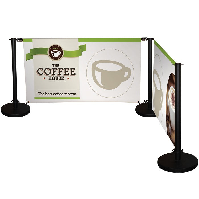 Absperrung Kit 100cm Schwarz mit Textildruck - modularedisplays.com