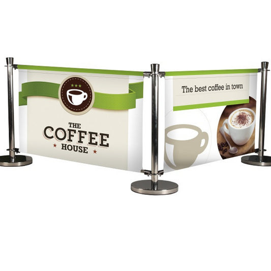 Absperrung Kit 100cm Chrom mit Textildruck - modularedisplays.com
