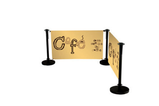 Absperrung Kit 100cm Schwarz mit Textildruck - modularedisplays.com