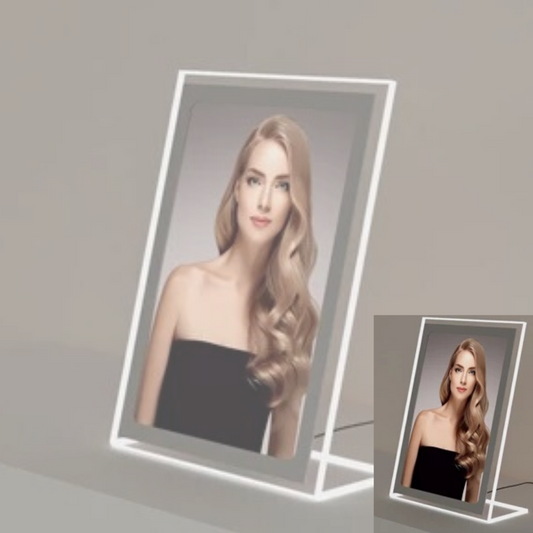 Desktop LED Acryl- Leuchtrahmen DIN A4 Hochformat - modularedisplays.com