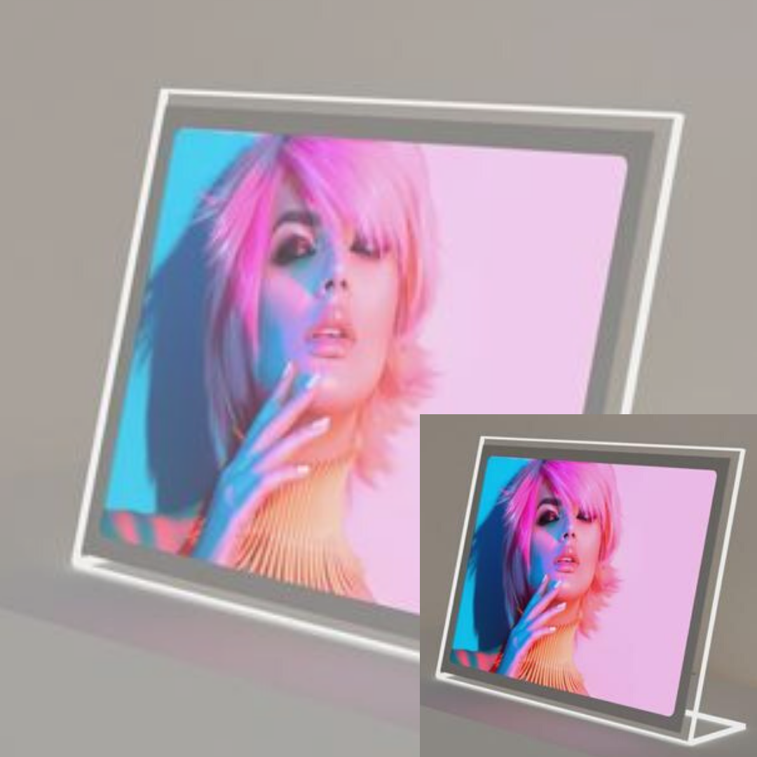 Desktop LED Acryl- Leuchtrahmen DIN A4 Hochformat - modularedisplays.com