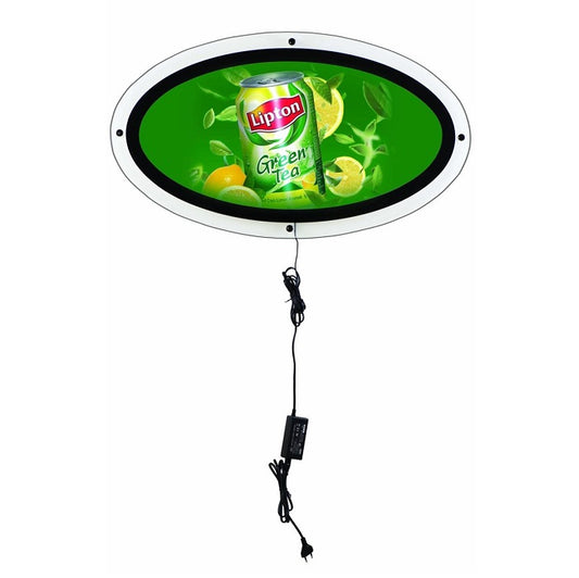 Acryl LED Leuchtrahmen oval 700x350mm - modularedisplays.com