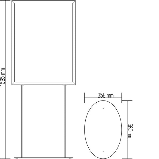 Plakatständer Oval mit Einschubrahmen DIN B2