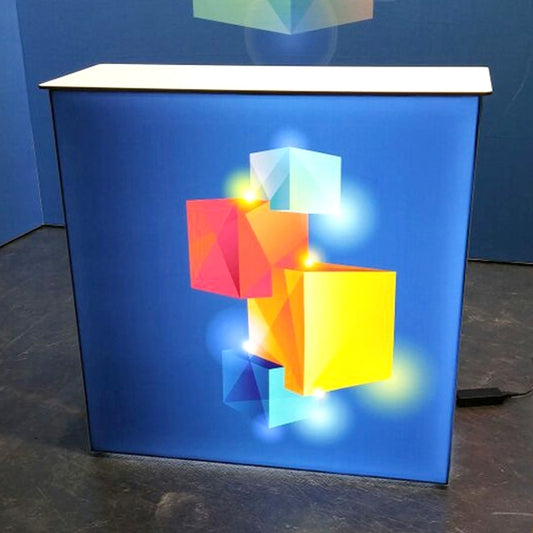 Led Messetheke mit Textildruck - modularedisplays.com