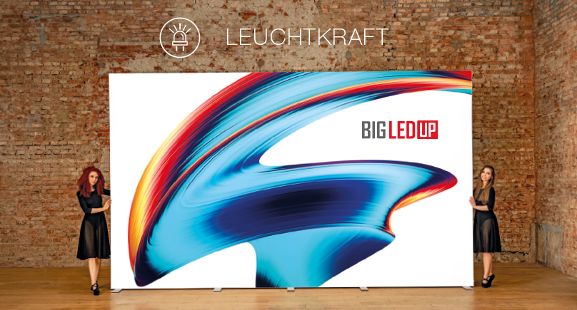 LED Spannrahmen, Messewand in verschiedene Breiten, inkl. Textildruck