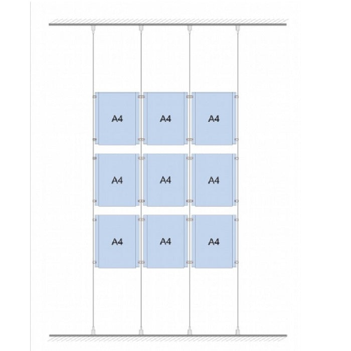 Drahtseil-Spannsystem Kit Decke-Boden 9 x A4 - modularedisplays.com