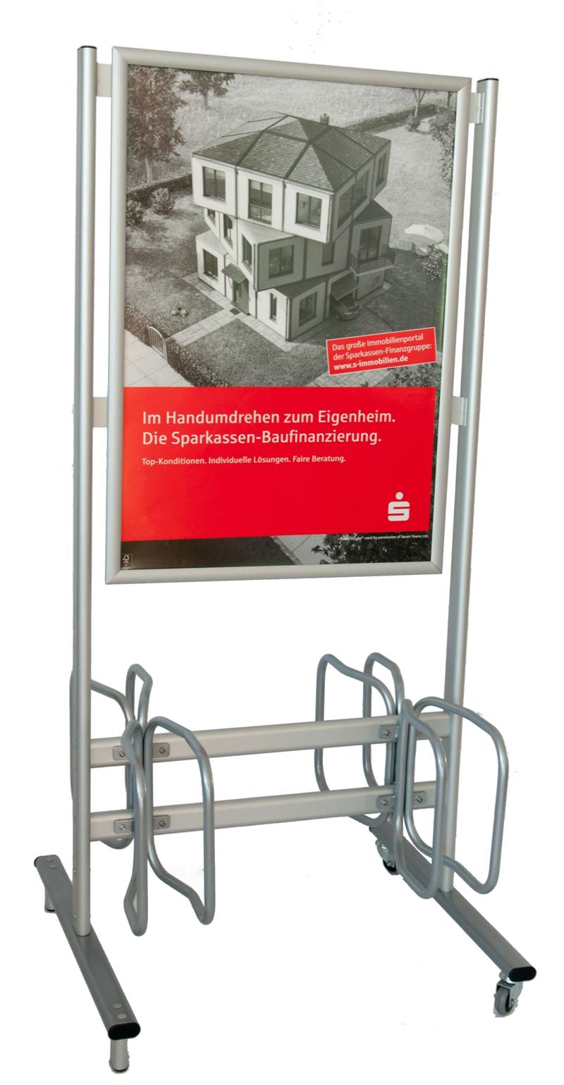 Fahrradständer mobil mit Plakat DIN A1 - modularedisplays.com