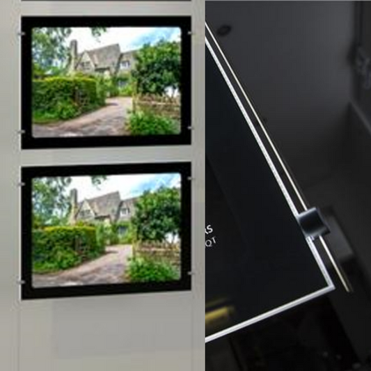 LED Acryltaschen 2x DIN A4 mit seitlicher Befestigung - modularedisplays.com