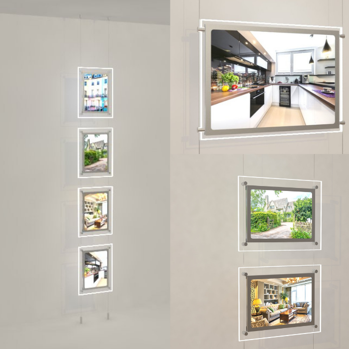 Led Werbetafeln für Schaufenster Displays 4 x DIN A3 - modularedisplays.com