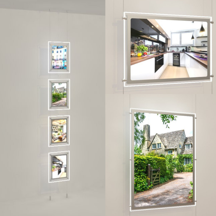Led Werbetafeln für Schaufenster Displays 4 x DIN A3 - modularedisplays.com