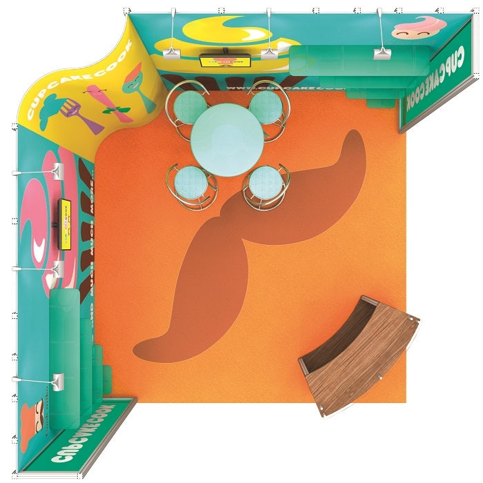 Mobiler Messestand 4mx4m mit PVC-Grafiken - modularedisplays.com