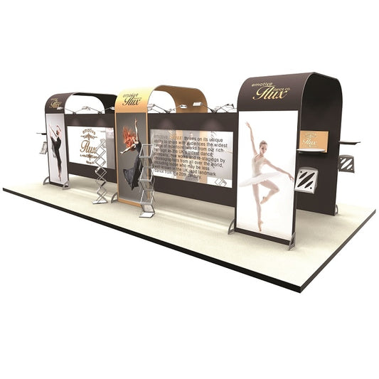 Mobiler Messestand mit Stoffgrafik Paneelen - modularedisplays.com
