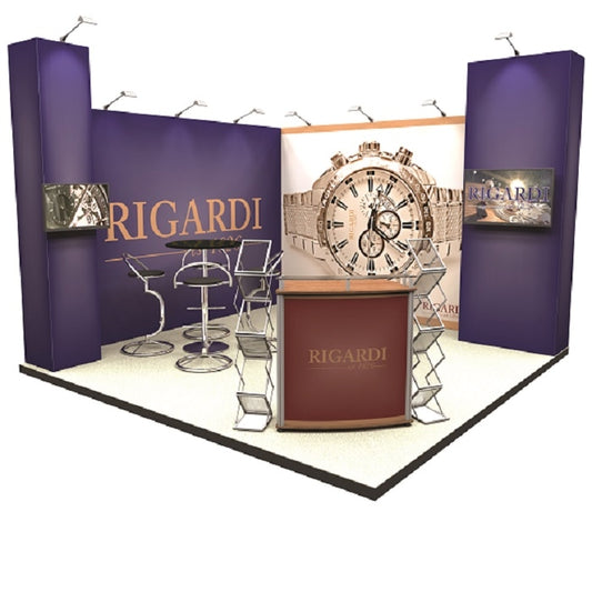 Modularer Messestand mit Stoffgrafiken - modularedisplays.com