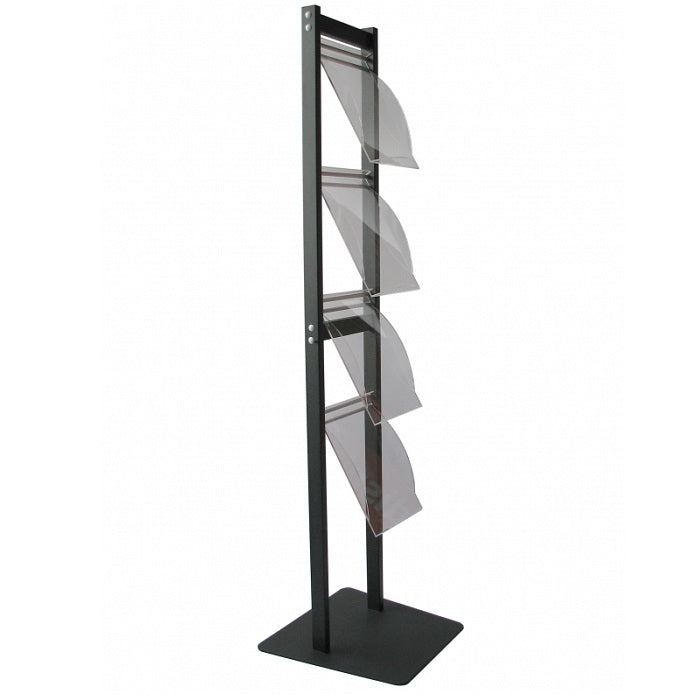 Prospektständer aus Aluminium mit 3 x A4 Acryl Ablagen - modularedisplays.com
