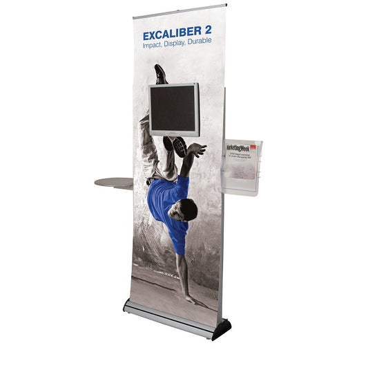 RollUp mit Monitorhalter, Ablage und Broschürenhalterung - modularedisplays.com