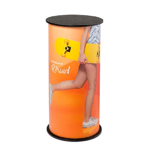 Runde Messetheke Promo mit Digitaldruck - modularedisplays.com