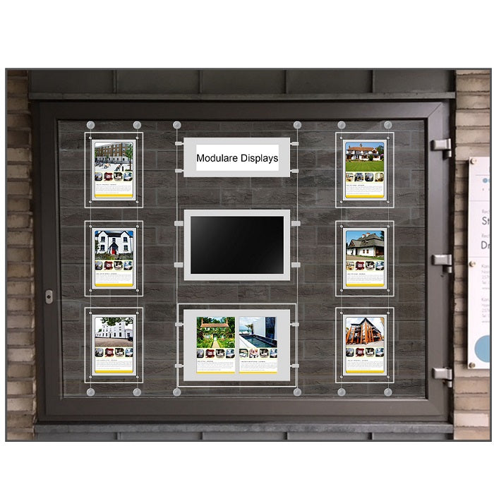 Schaufenster Display mit LED Acryl- Taschen und Mediaplayer 22 Zoll - modularedisplays.com