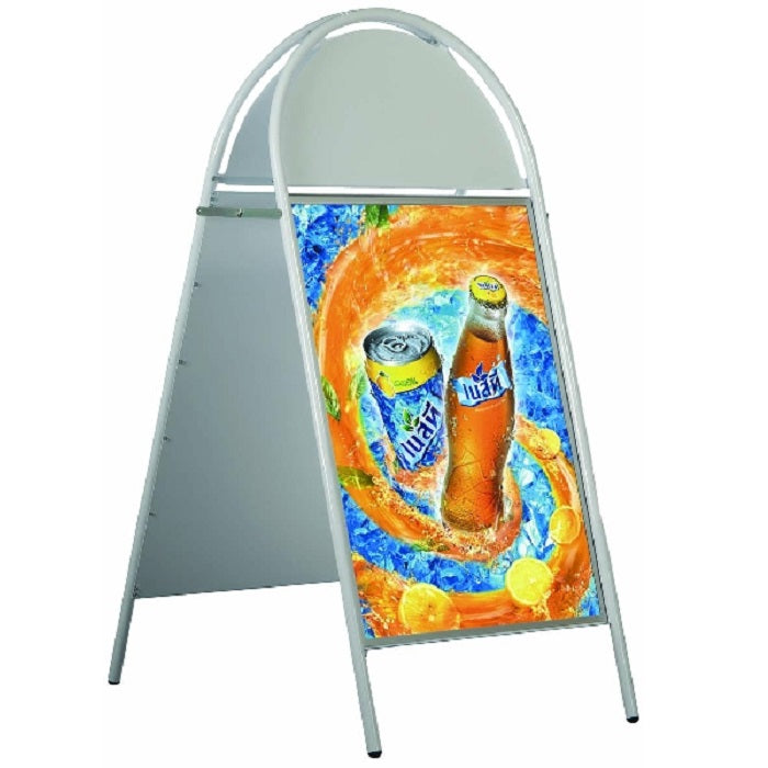 Stahlrohr Kundenstopper abgerundet DIN A1 - modularedisplays.com