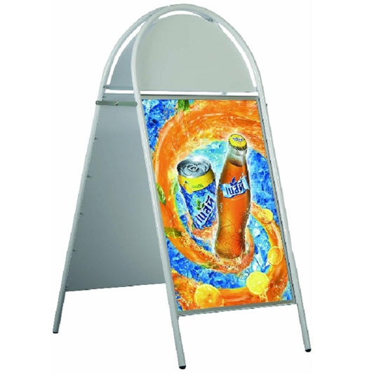 Stahlrohr Kundenstopper abgerundet DIN A1 - modularedisplays.com