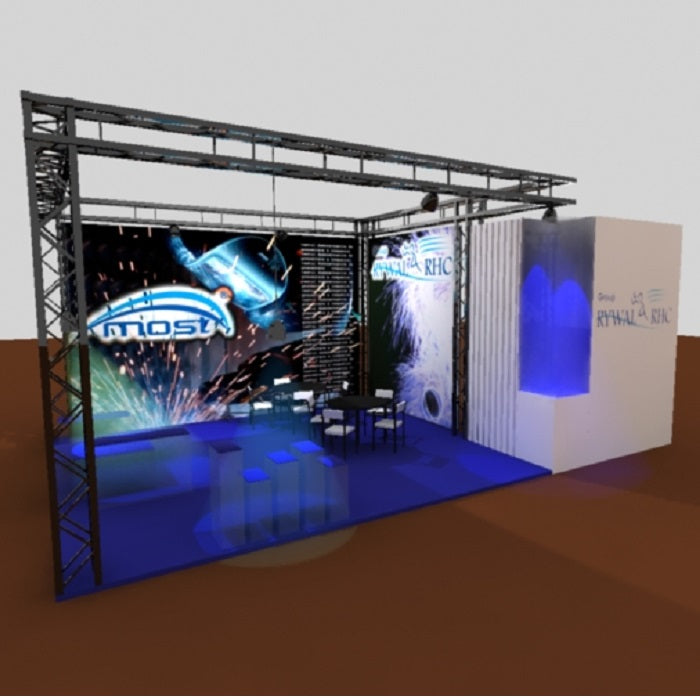 Traversen Messestand 5mx5m Eckstand - modularedisplays.com