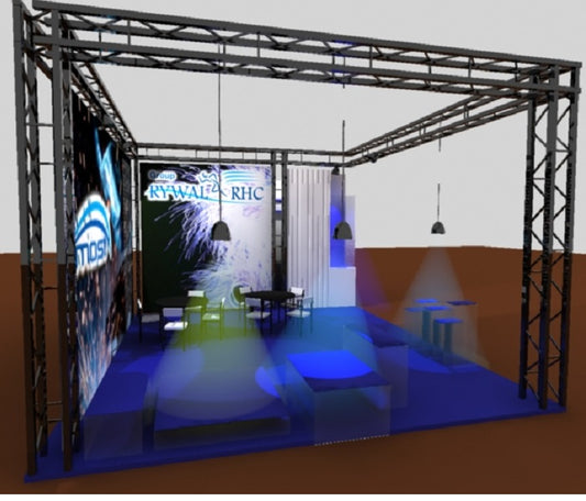 Traversen Messestand 5mx5m Eckstand - modularedisplays.com